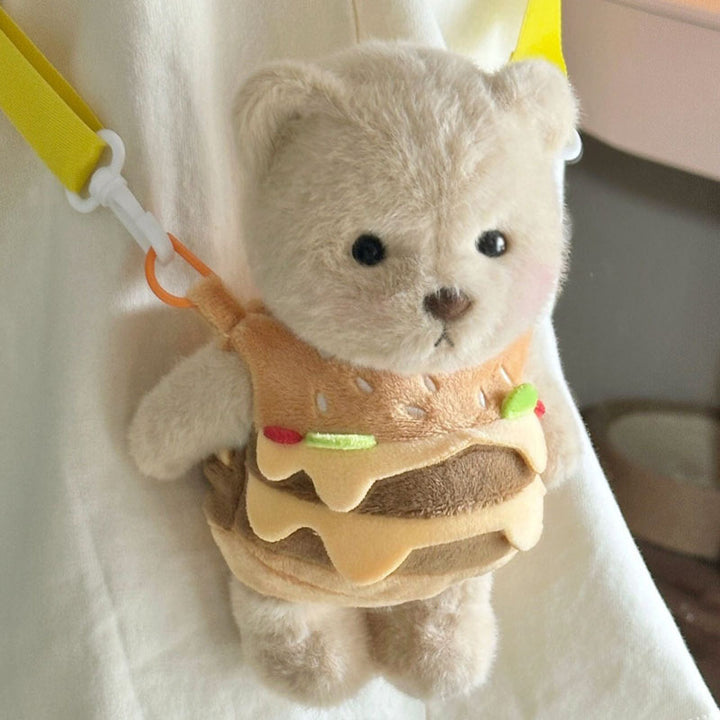 Cuddly toy with hamburger application Bowlift