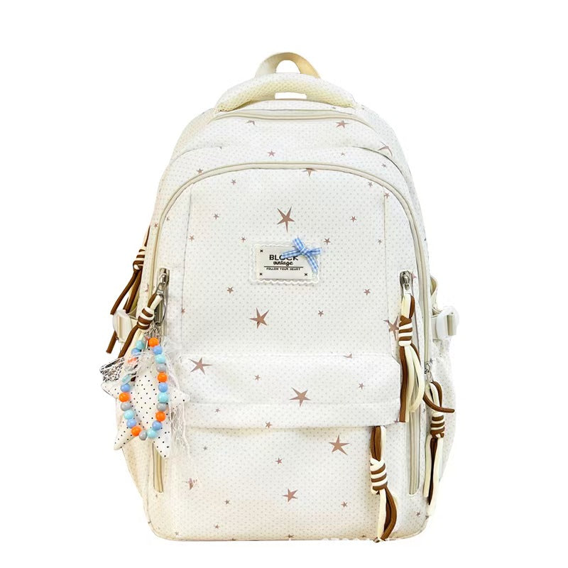 Star-Embellished Multi-Pocket Backpack Bowlift