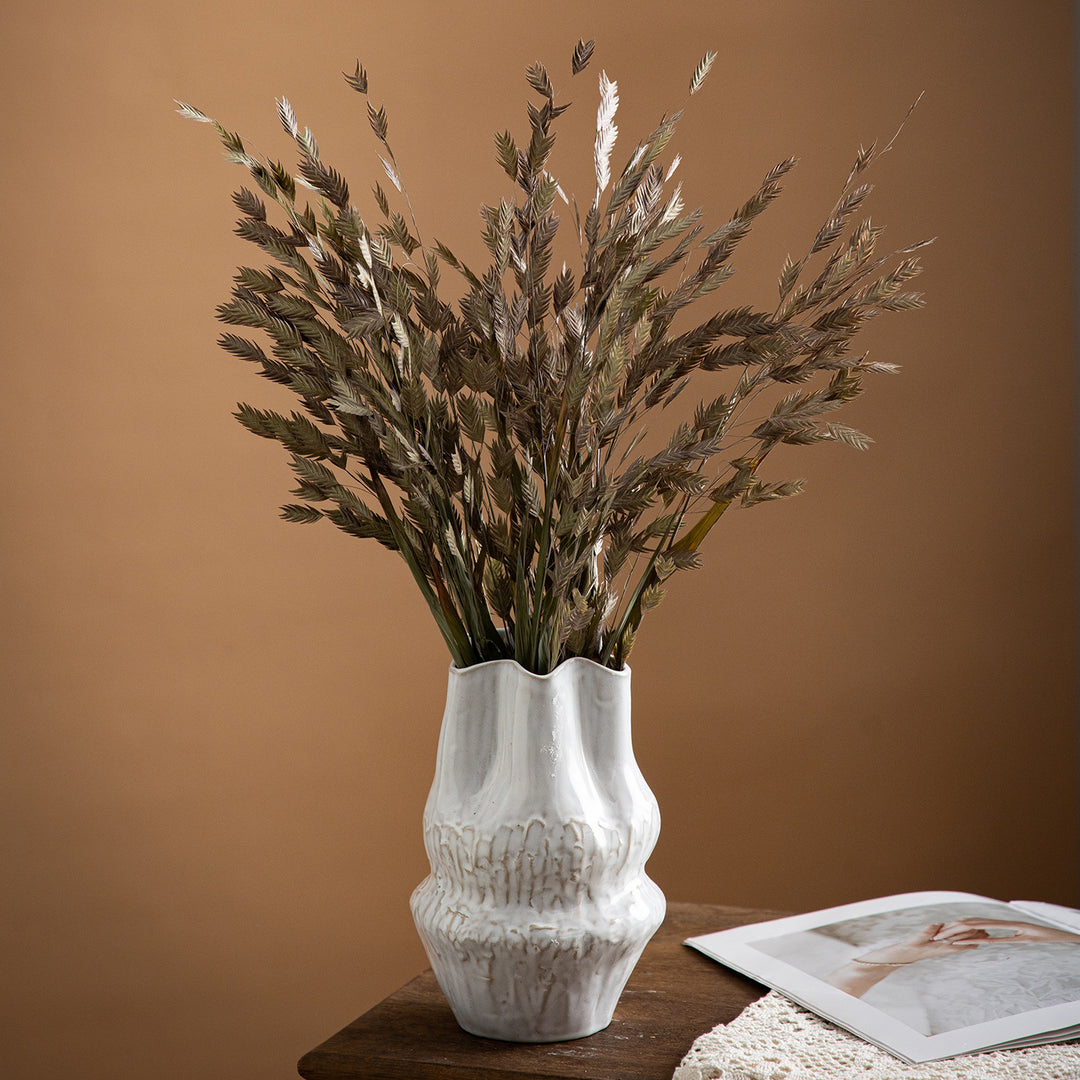 Hand-sculpted Textured Ceramic Decorative Flower Vase