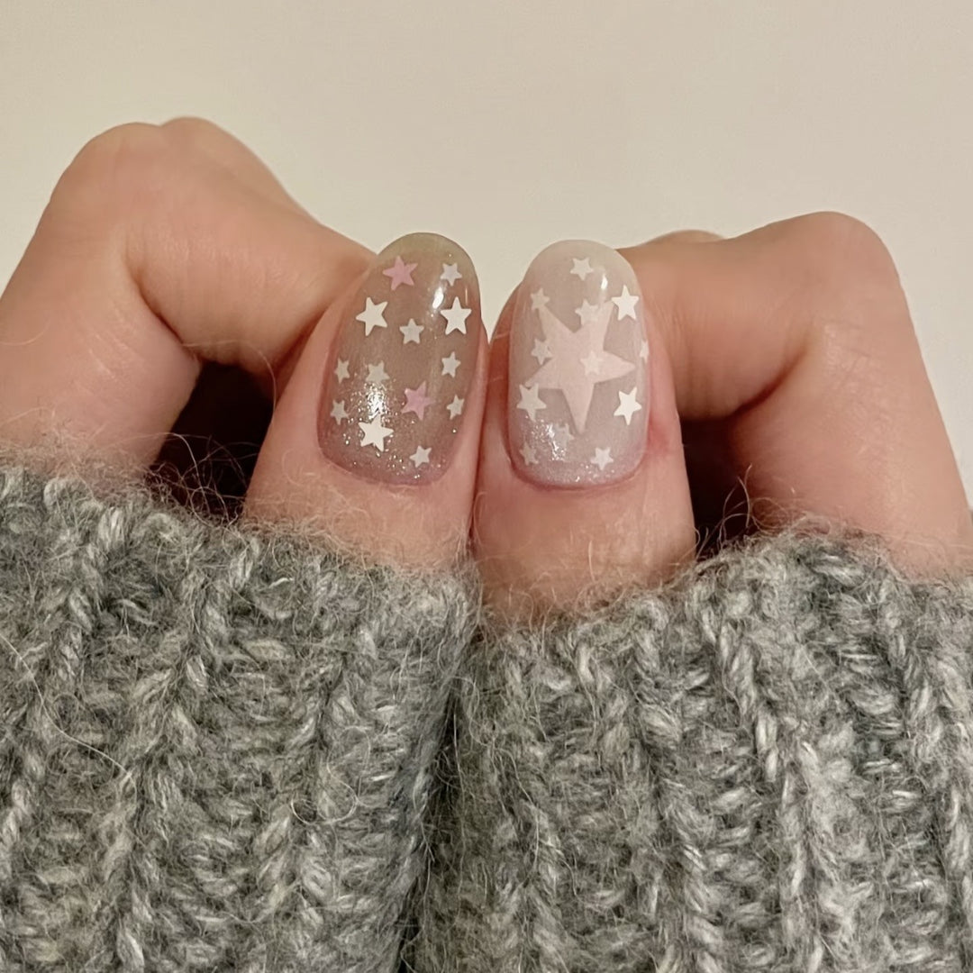 Decorative Press-On Nail Art Set with Unique Star Patterns