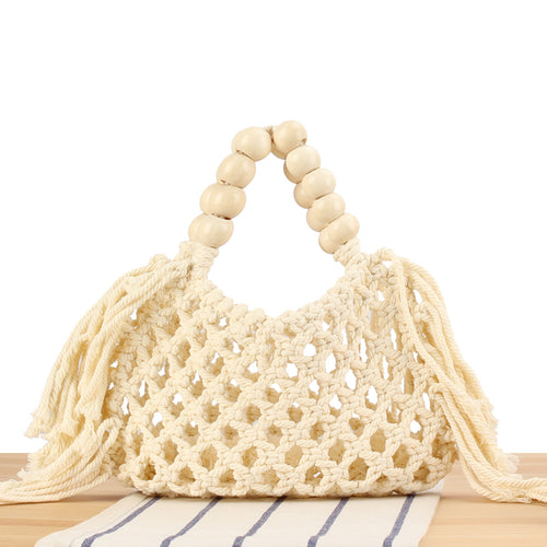 Handmade Macrame Bag with Wooden Handles Bowlift