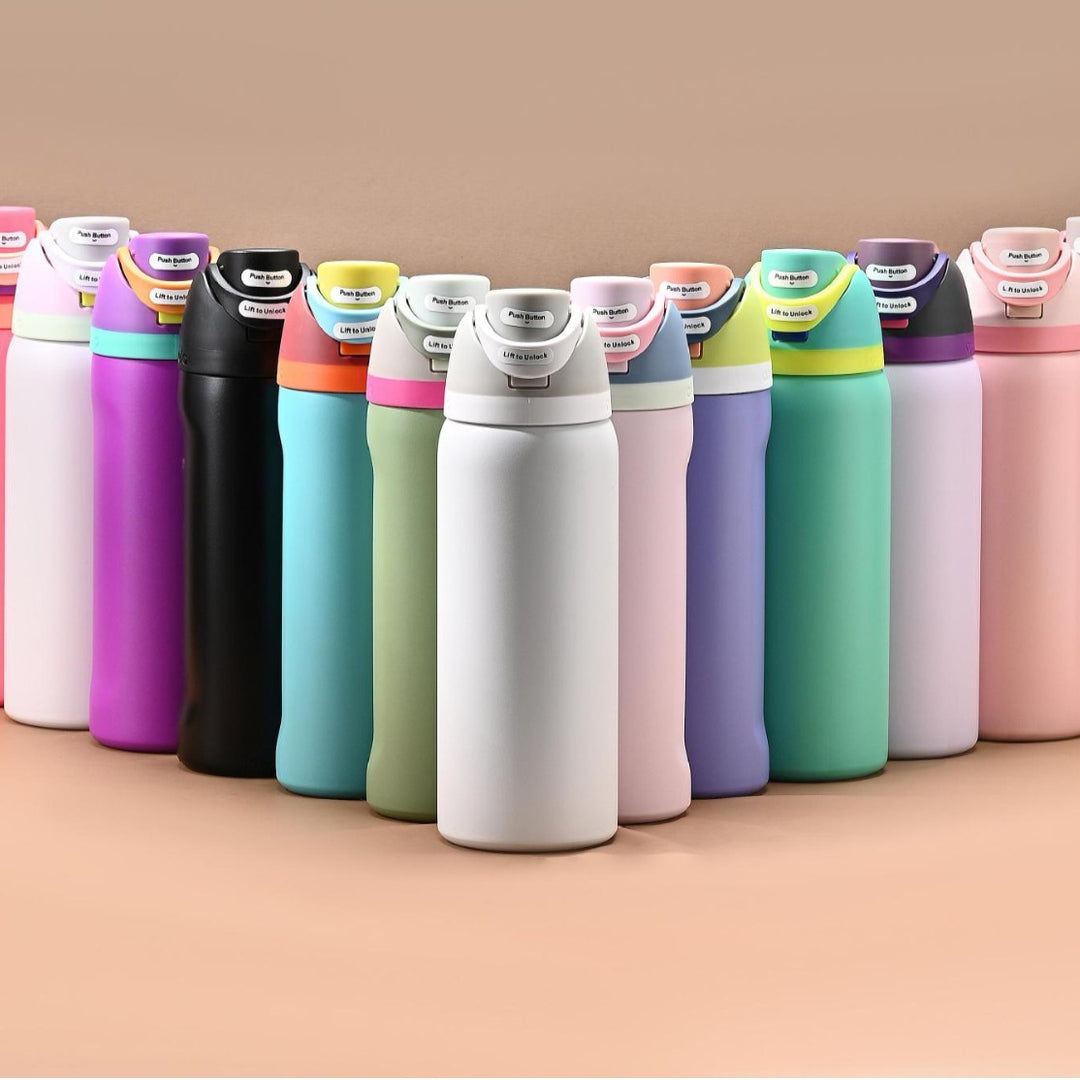 Insulated Stainless Steel Vacuum Water Bottle With One-Touch Flip Lid And Leakproof Safety Lock