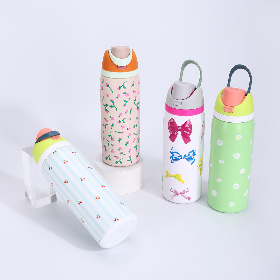 Vacuum-Insulated Stainless Steel Bottle With One-Touch Flip Lid And Integrated Carry Loop