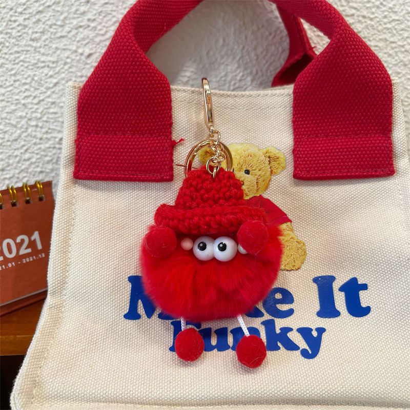 Playful Fuzzy Character Keychain Bowlift