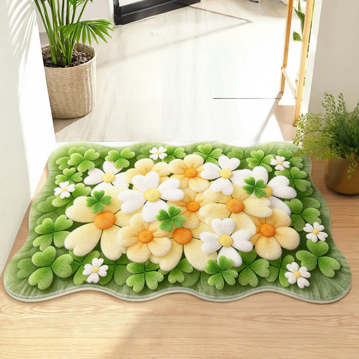 Floral-Themed Memory Foam Bath Mat Bowlift