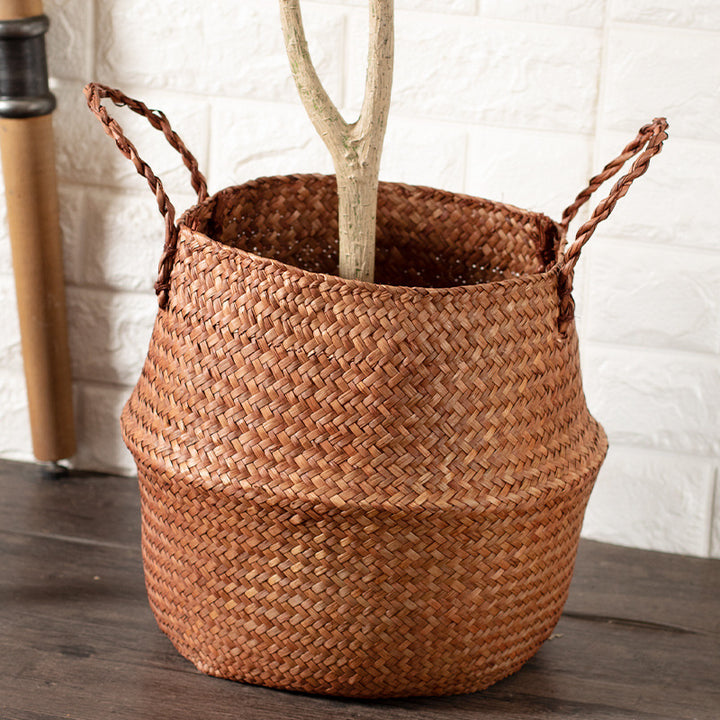 Handwoven Natural Fiber Storage Basket Bowlift