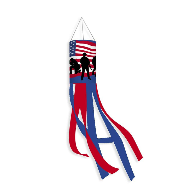 Unisex nan patriotic windsock wind flag with long ribbons for outdoor hanging Bowlift