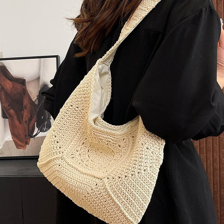 Macrame Shoulder Bag with Decorative Crochet Pattern Bowlift