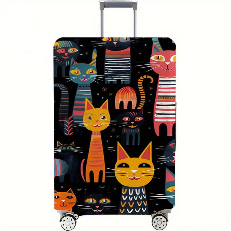Unisex nan elastic suitcase cover with cartoon cat design stretchable scratch-resistant protective for luggage Bowlift