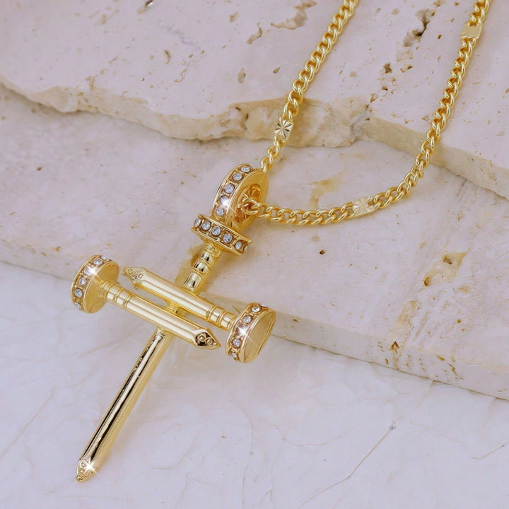 Luxurious Gemstone Embellished Cross Pendant Necklace Bowlift