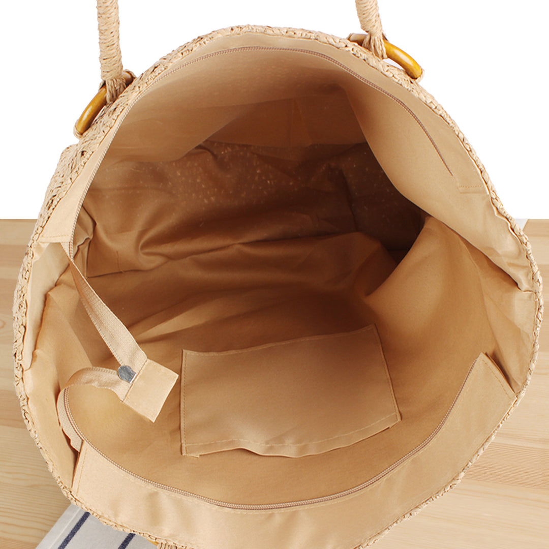 Braided beach bag with wood details Bowlift