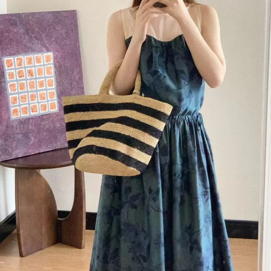 Handcrafted Tote Bag In Stripe Pattern Bowlift