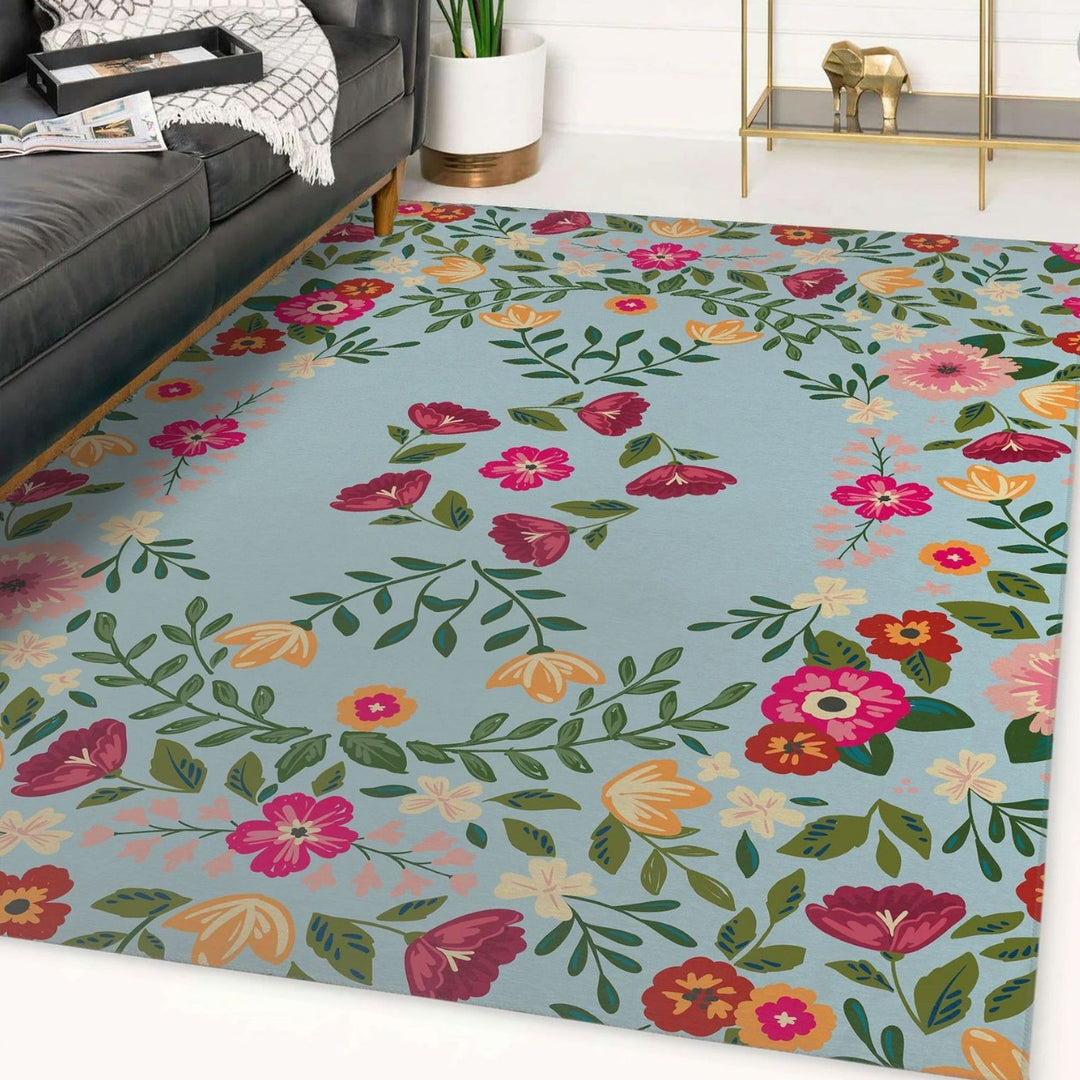 Floral Patterned Area Rug Bowlift