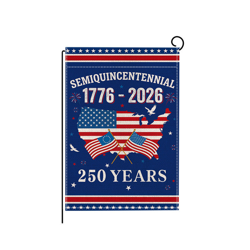 Distressed Vintage American Flag Garden Banner With Statue Of Liberty Motif Double-Sided Polyester