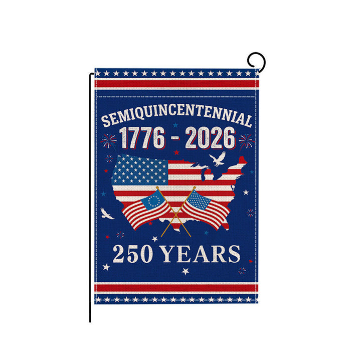 Distressed Vintage American Flag Garden Banner With Statue Of Liberty Motif Double-Sided Polyester