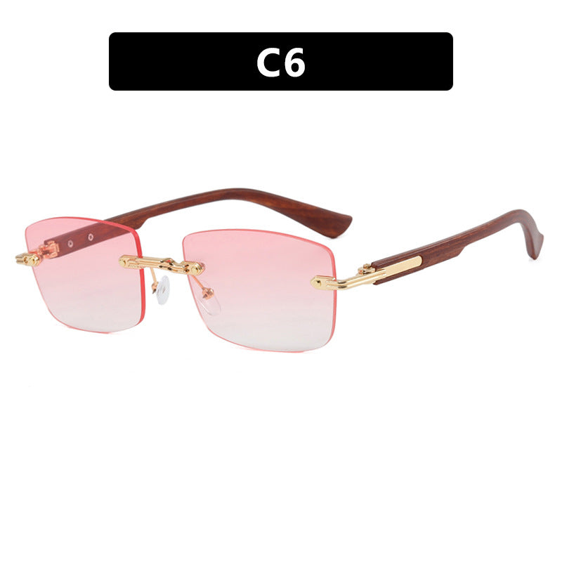 Women square sunglasses with wooden frame and gradient lenses Bowlift