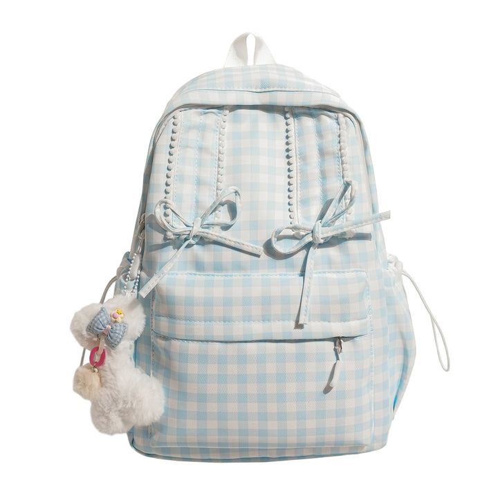 Charming Checked Pattern Backpack Bowlift