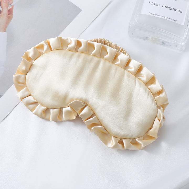Women's nan satin-gloss eye mask with ergonomic contour, frilled ruffle edge, and gentle padding Bowlift