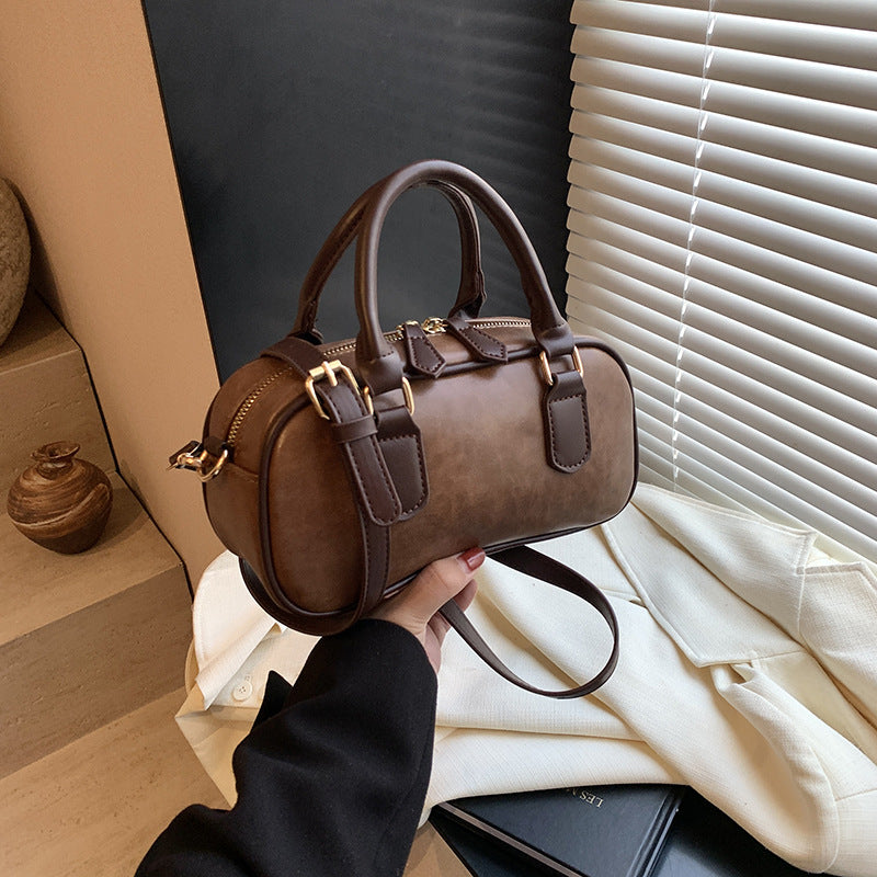 Compact Leather Handheld Satchel Bowlift