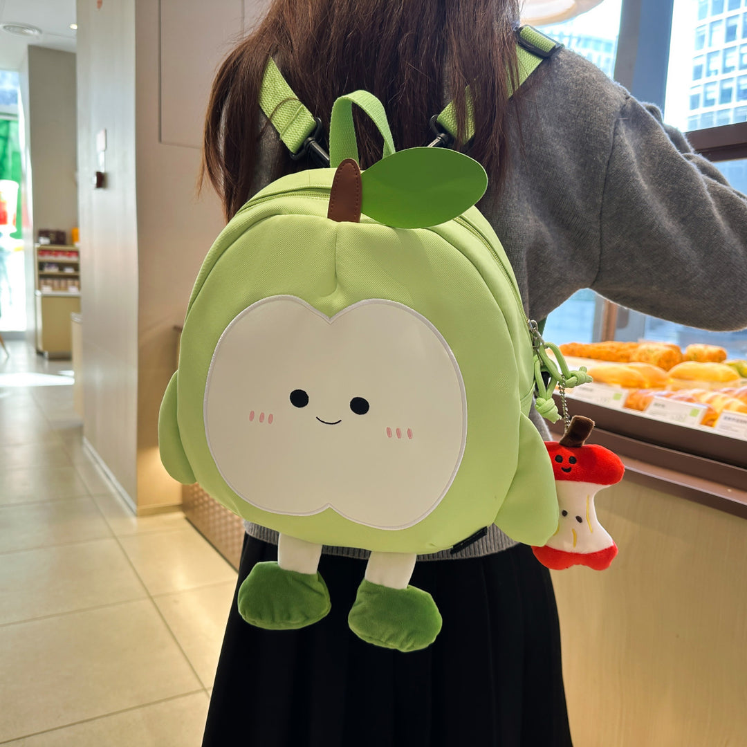Plush Backpack in Cheerful Apple Design Bowlift