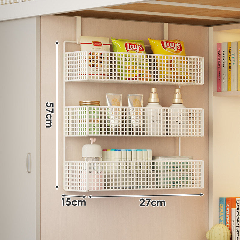 Stacked Mesh Grid Storage Baskets with Over-Shelf Hooks for Pantry Bathroom Kitchen