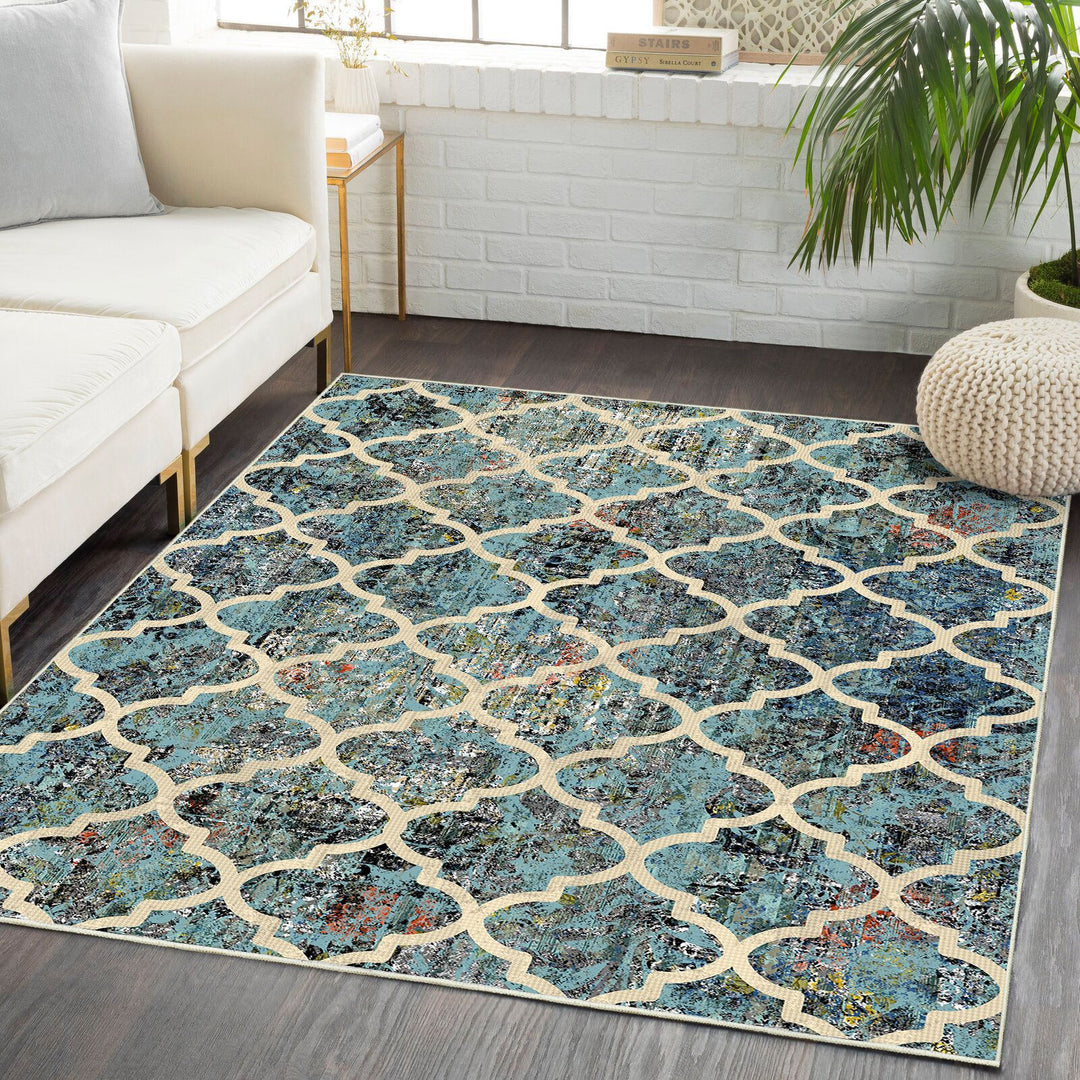 Geometric Pattern Area Rug Bowlift