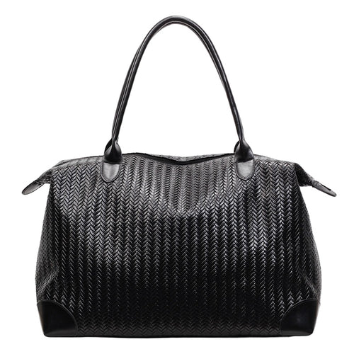 Woven Leather Travel Handbag