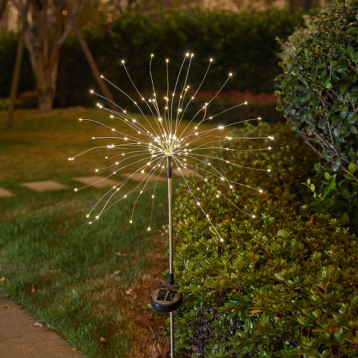 Solar LED Dandelion Garden Stake Lights With Flexible Multi-Head Stems And Integrated Solar Panel Bowlift