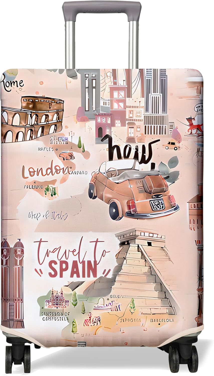 Unisex non-elastic suitcase cover with Paris motif and water-repellent stretch fabric for trolley Bowlift