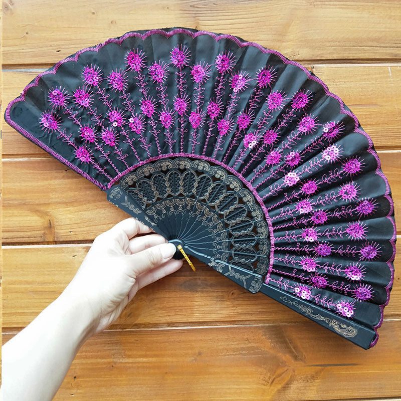 Ladies handcrafted fan with exquisite embroidery Bowlift