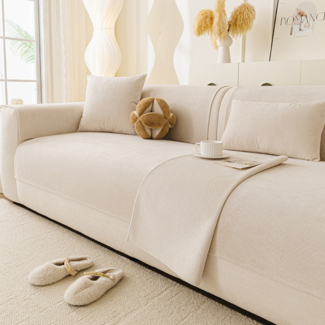 Stretch fitted reversible sofa slipcover with non slip backing and plush microfleece Bowlift