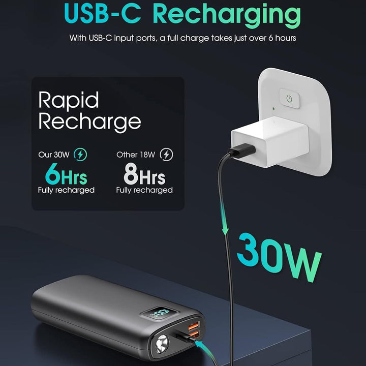 Portable power bank with digital LED display and flashlight function Bowlift