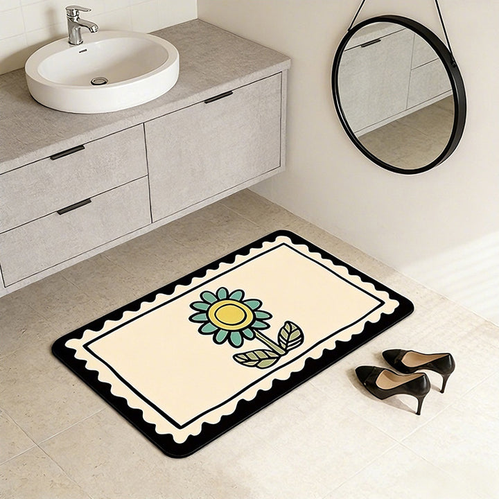 Decorative Floral Print Bath Mat Bowlift
