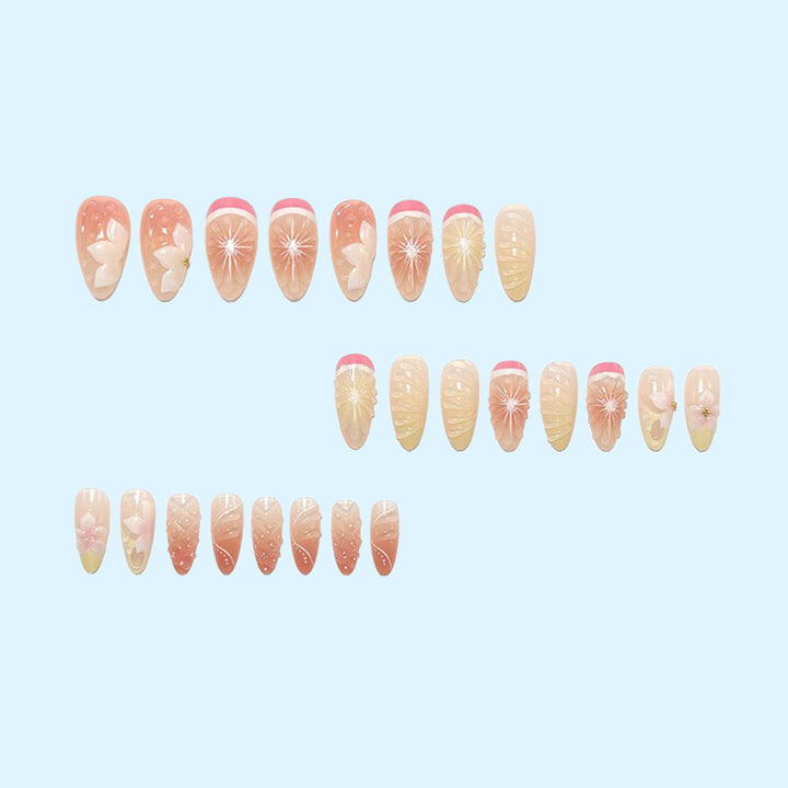 Artificial nails with 3D flower and fruit designs Bowlift