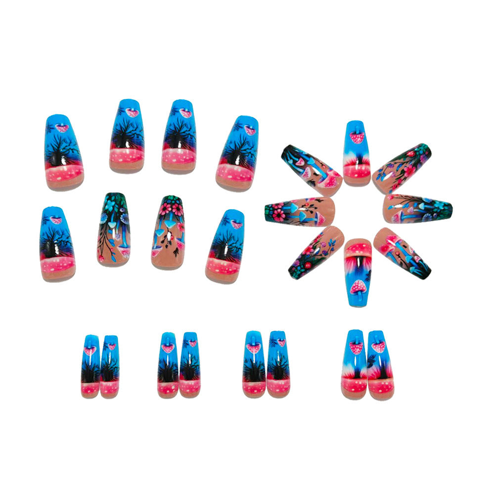Creative flower and mushroom design artificial nails Bowlift