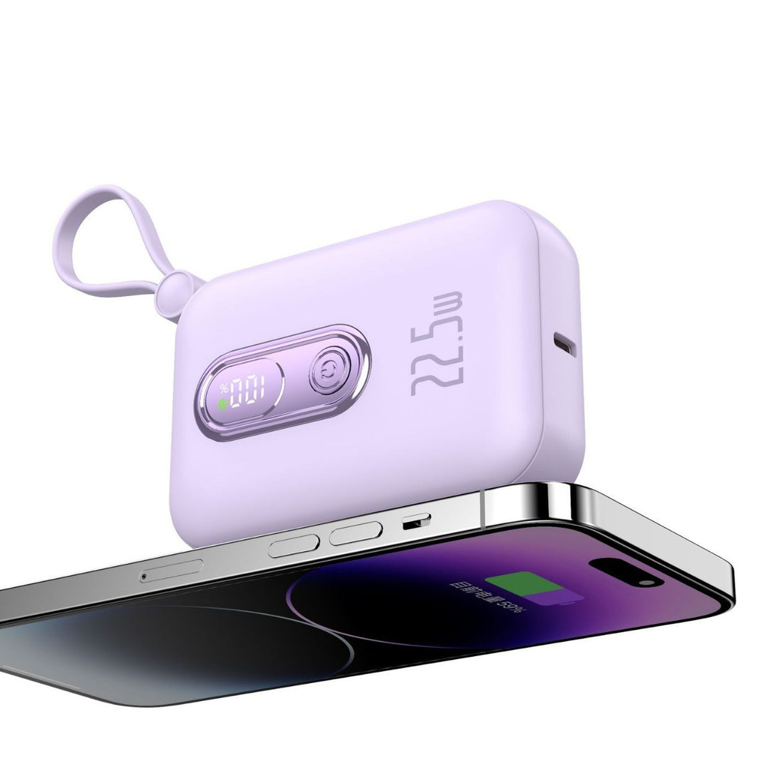 Portable power bank with integrated USB-C port and digital charge status display Bowlift