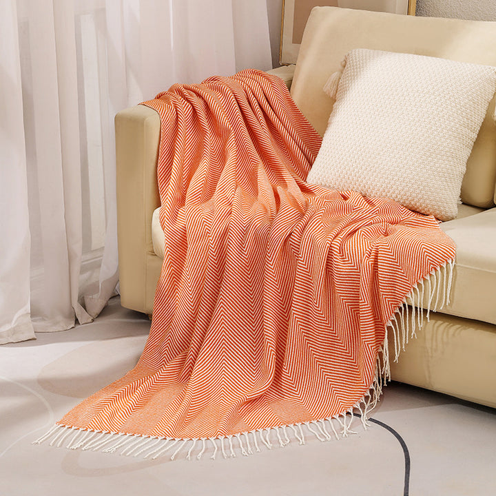 Luxury Herringbone Pattern Throw Blanket Bowlift