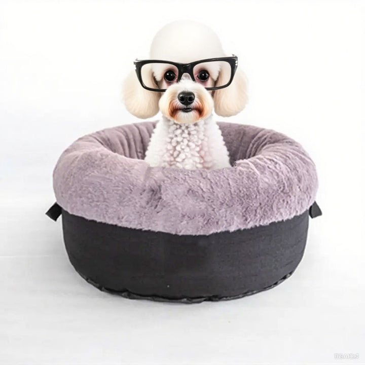 Cozy Round Fleece-Lined Dog Bed