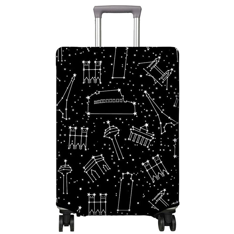 Unisex nan elastic Suitcase Cover with urban Doodle pattern, zipper and all-round protection for 4-wheel trolleys Bowlift