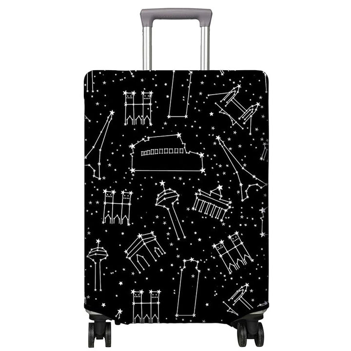 Unisex nan elastic Suitcase Cover with urban Doodle pattern, zipper and all-round protection for 4-wheel trolleys Bowlift