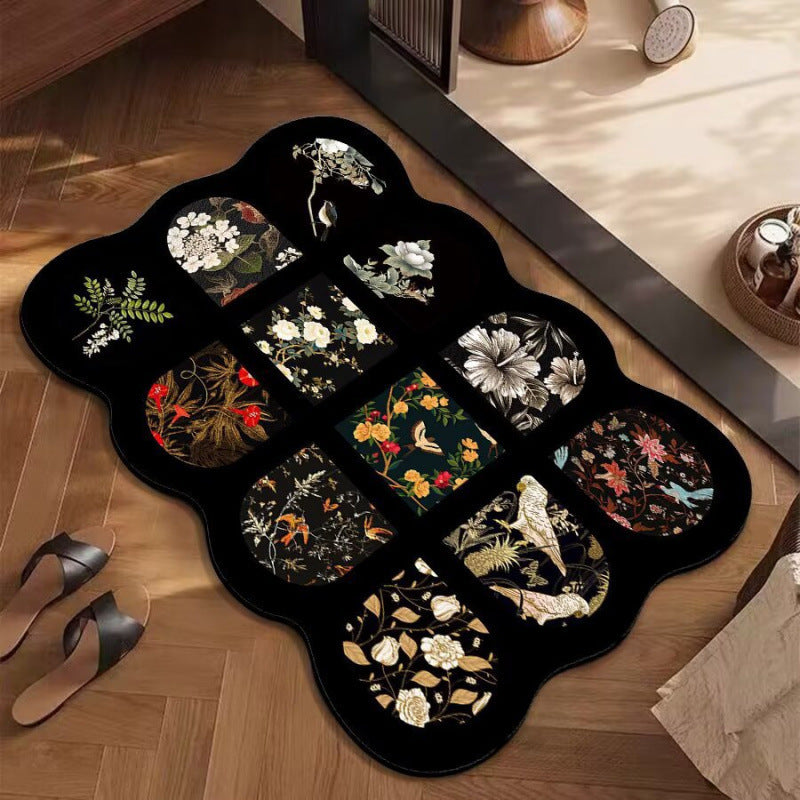 Artistic Floral Patterned Area Rug Bowlift