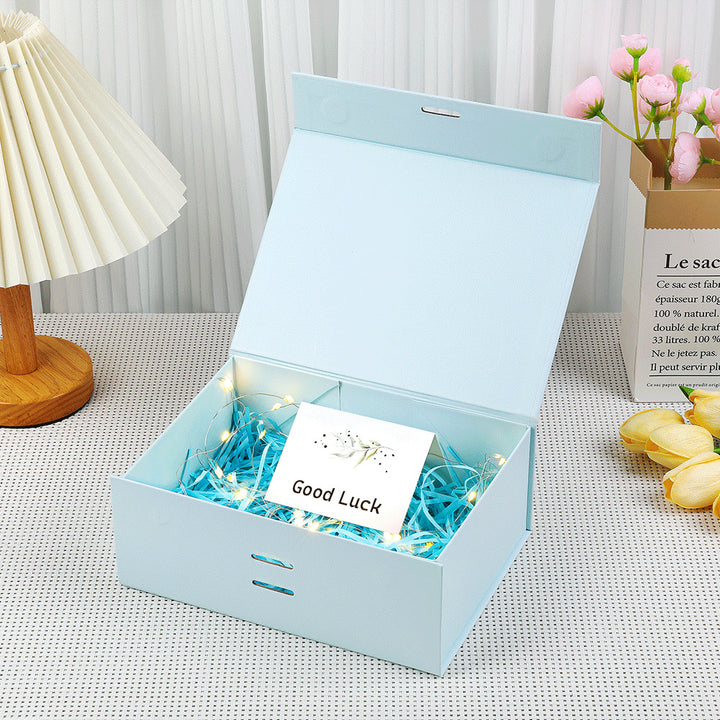 Premium magnetic gift presentation box with LED fairy lights and greeting card Bowlift