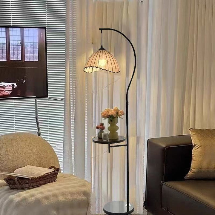 Adjustable Arc Floor Lamp with Integrated Side Table