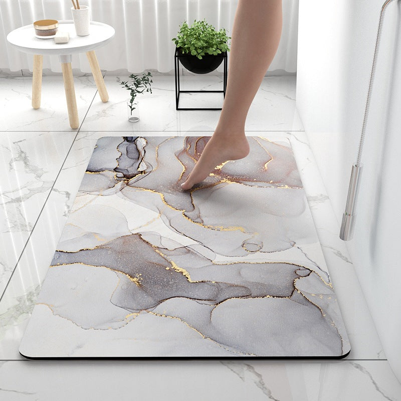 Soft Print Abstract Marble Bath Mat Bowlift
