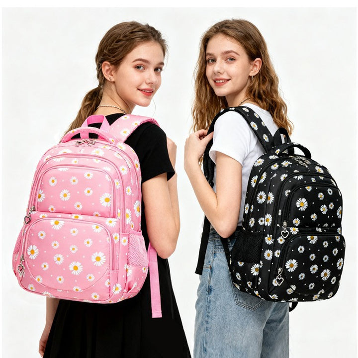 Daisy Print School Backpack Set with Insulated Lunch Bag & Pencil Case Bowlift