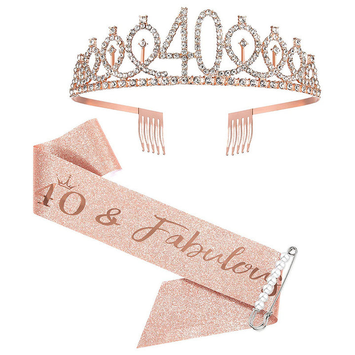 Ladies Sparkling Tiara with personalized 80th Birthday Inscription Bowlift