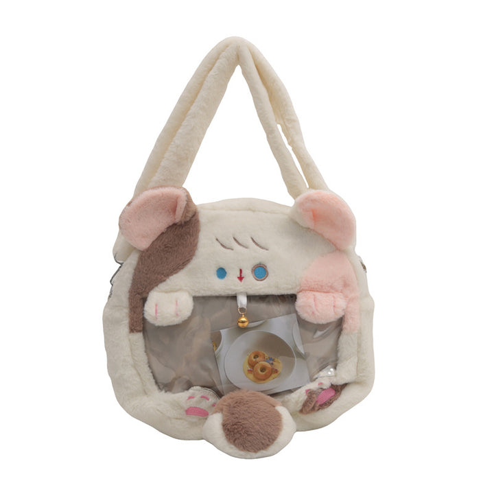 Plush handbag with transparent window Bowlift