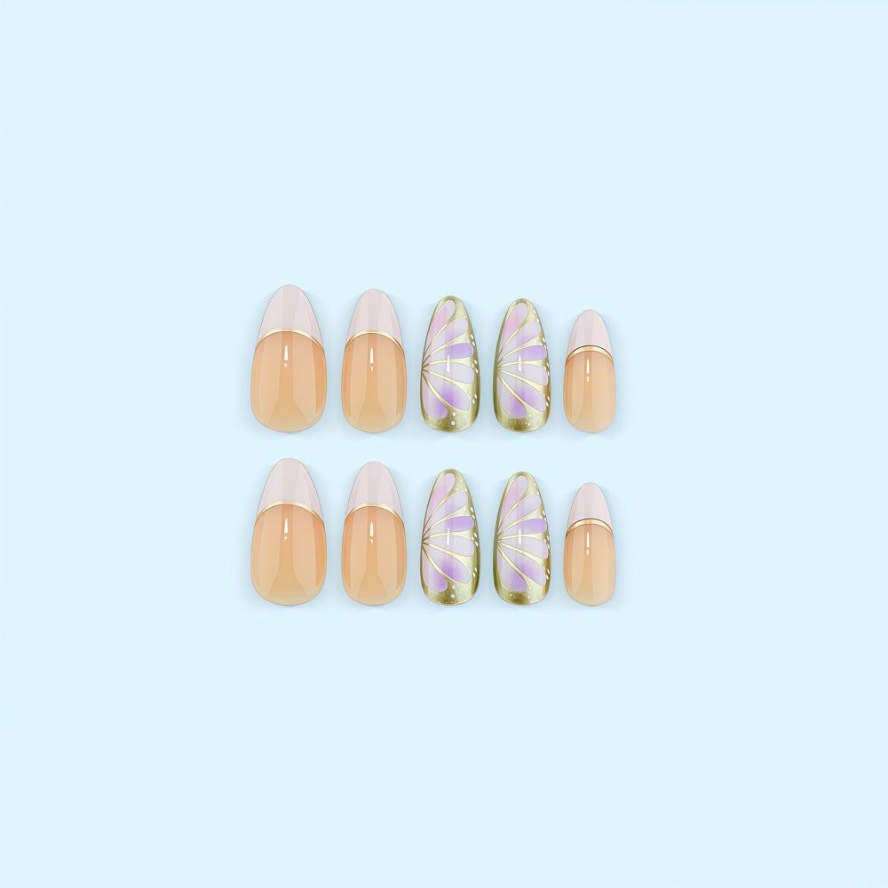 Artificial nail set with elegant geometric design Bowlift