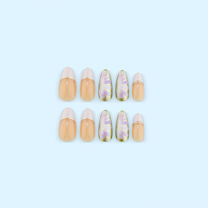 Artificial nail set with elegant geometric design Bowlift