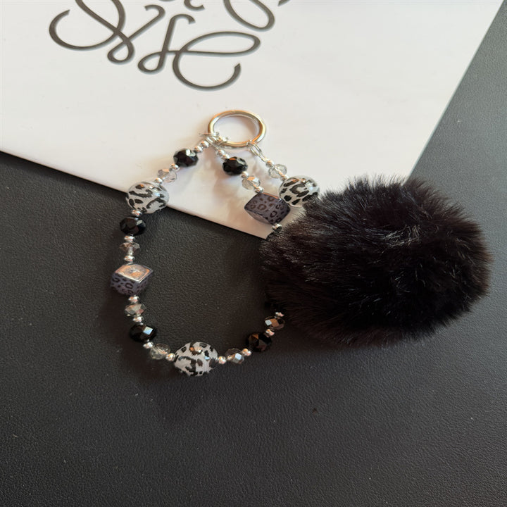 Playful Faux Fur Pom Pom Keychain Bowlift